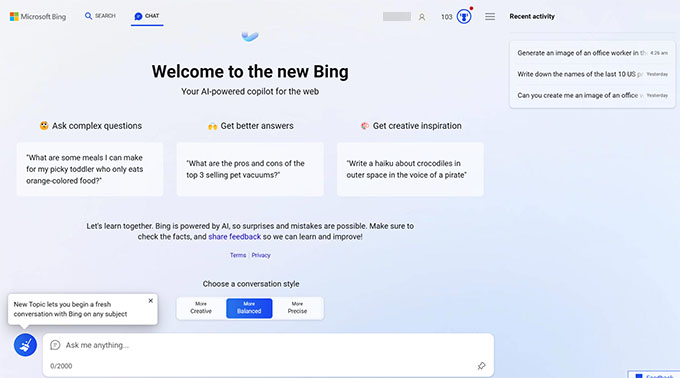 Chat de Bing Bing Chat