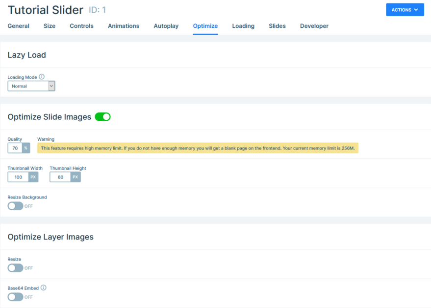إعدادات تحسين Smart Slider 3