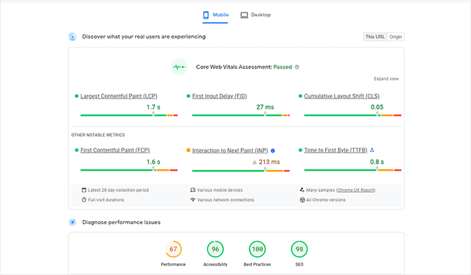 PageSpeed Insights 미리보기 PageSpeed Insights preview