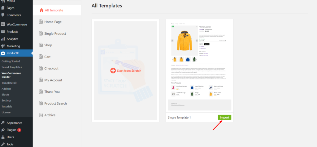 Come configurare i prodotti WooCommerce Upsell (aumentare le entrate dell'e-commerce) 8 import premade template for product page