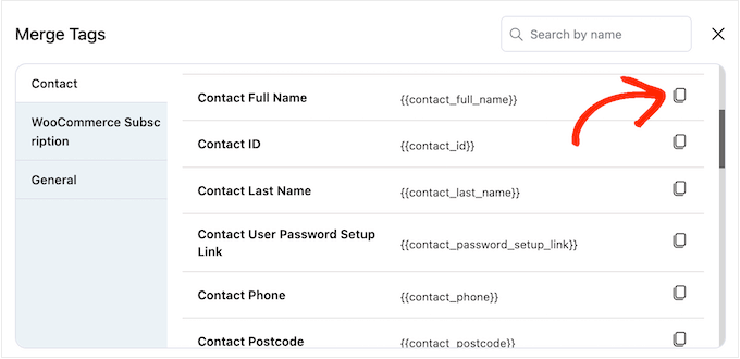 Копирование тегов динамического слияния Copying dynamic merge tags