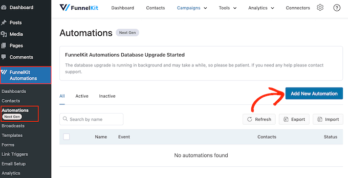 Добавление новой автоматизации в ваш магазин WooCommerce Adding a new automation to your WooCommerce store