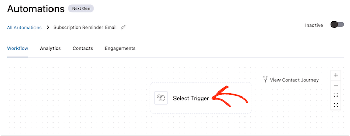 Добавление триггера FunnelKit в рабочий процесс автоматизации Adding a FunnelKit trigger to an automation workflow