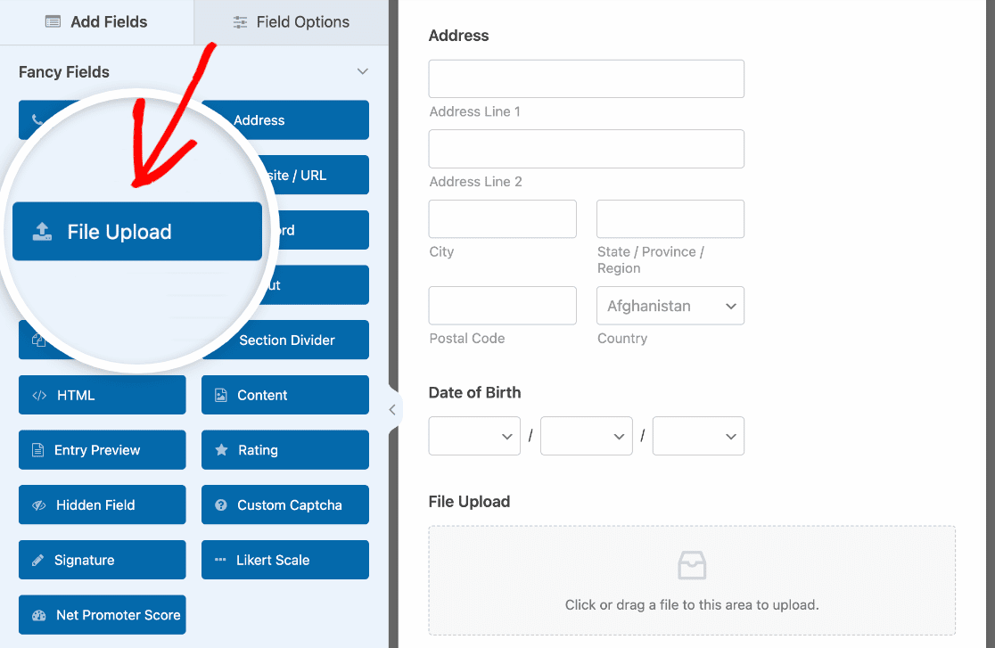 Adding a File Upload field to your form