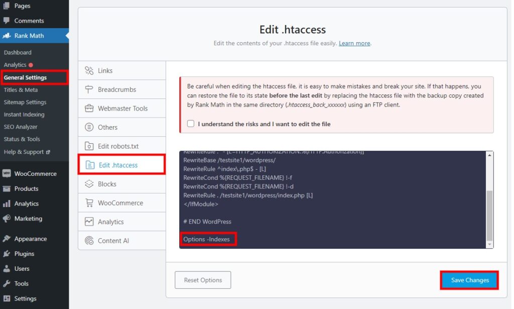 classificação matemática editar htaccess desabilitar navegação no diretório no wordpress