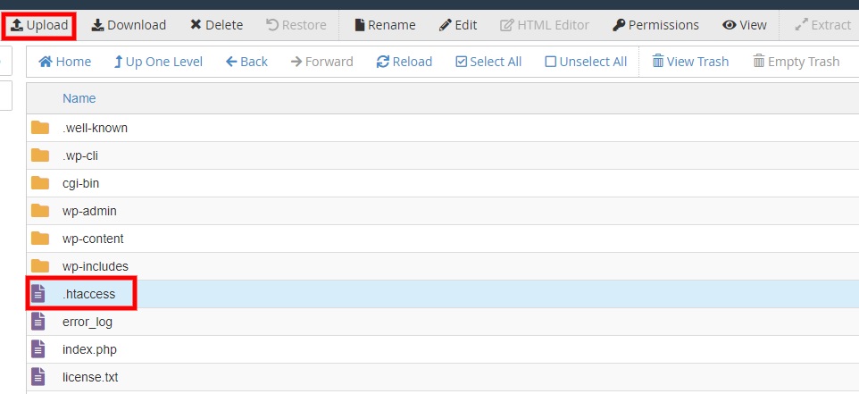 fazer upload do arquivo htaccess desabilitar a navegação no diretório no wordpress