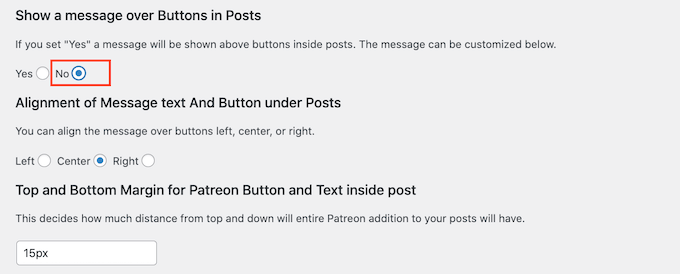 Removendo a mensagem personalizada de um botão do Patreon no WordPress Removing the custom message from a Patreon button in WordPress