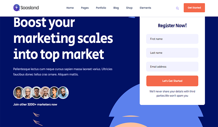 2023년 SaaS 앱 회사 웹사이트를 위한 14가지 최고의 WordPress 테마 13 saasland 321