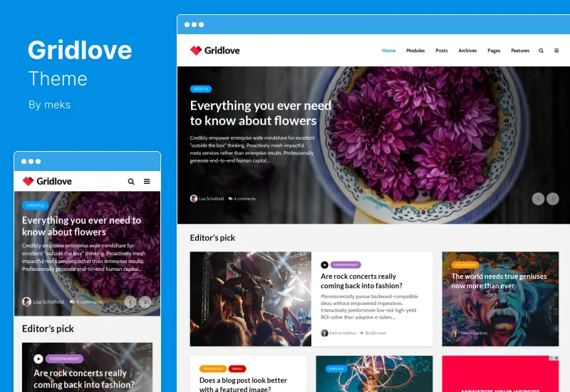 Tema Gridlove - Tema WordPress de portal de notícias e revista