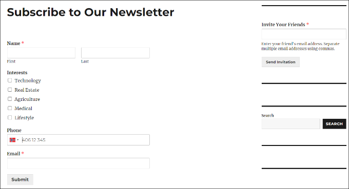 Formulaire d'abonnement Mailchimp avec aperçu des champs personnalisés Mailchimp subscribe form with custom fields preview