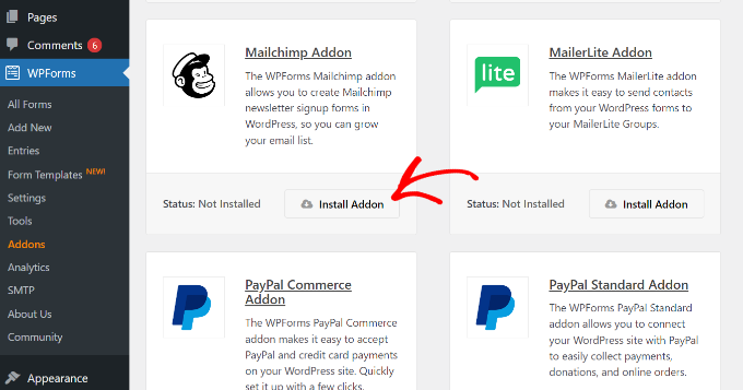 Installer le module Mailchimp Install Mailchimp addon