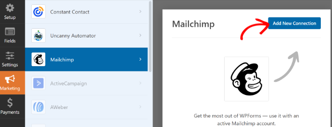 Ajouter une nouvelle connexion Mailchimp Add new Mailchimp connection