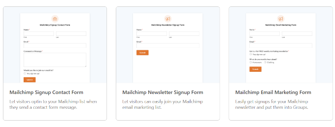 Modèles de formulaire Mailchimp Mailchimp form templates