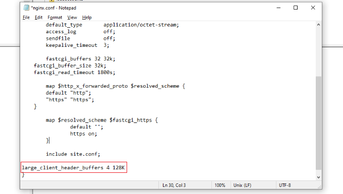 Augmenter la taille de l'URI dans Nginx Increase URI size in Nginx