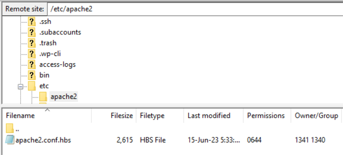 Accéder aux fichiers de configuration apache Access apache config files