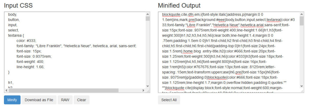 如何减少http请求 WordPress CSS缩小示例