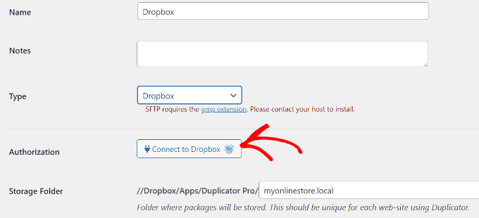 Fai clic su Connetti a casella personale Click connect to dropbox