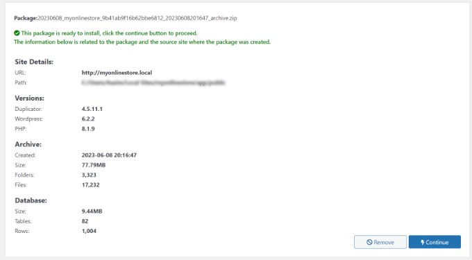 Visualizza i dettagli del pacchetto View package details