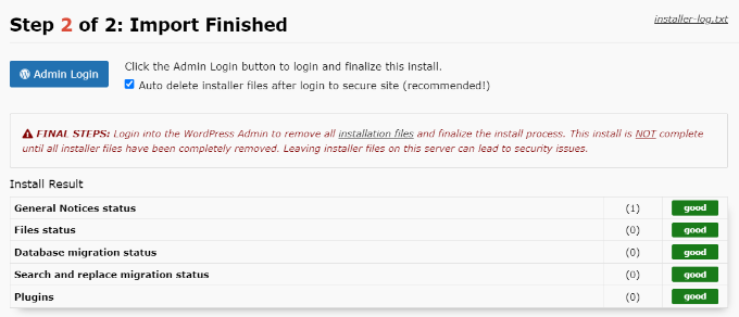 Accedi nuovamente al pannello di amministrazione Log back in to admin panel
