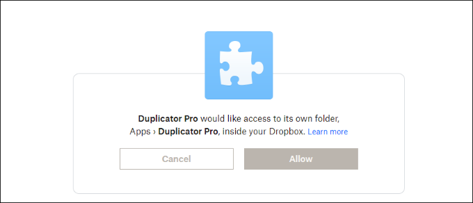 Consenti l'accesso all'account Dropbox Allow access to Dropbox account