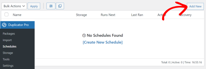 Crea una pianificazione di backup Create a backup schedule