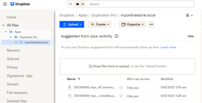 Vai alla cartella Duplicator in Drobox Go to Duplicator folder in Drobox