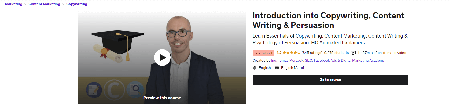Introduzione alla homepage del corso di Copywriting.