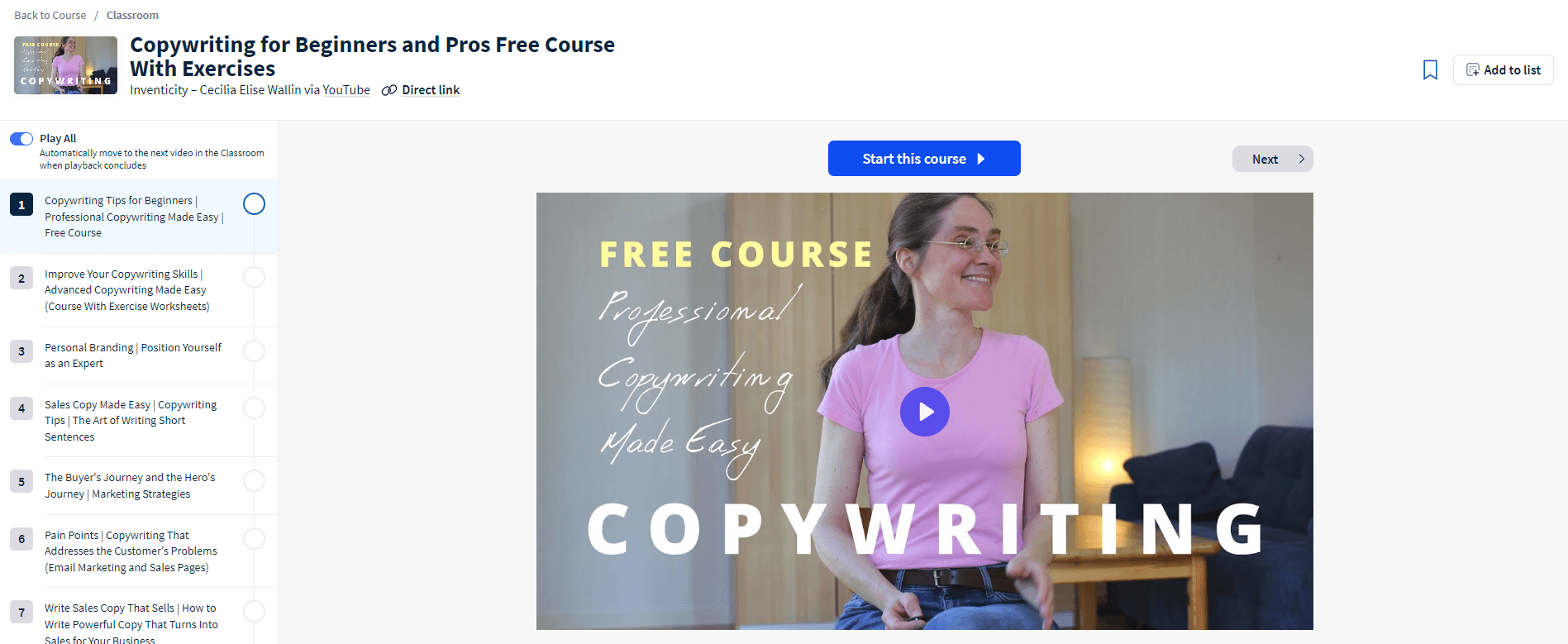 Copywriting per principianti e professionisti è tra i migliori corsi di scrittura gratuiti online.