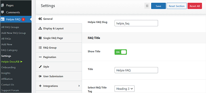 แดชบอร์ดคำถามที่พบบ่อย Helpie Helpie FAQ dashboard