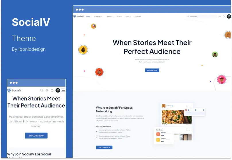 SocialV Theme - Rede social e comunidade BuddyPress WordPress Theme