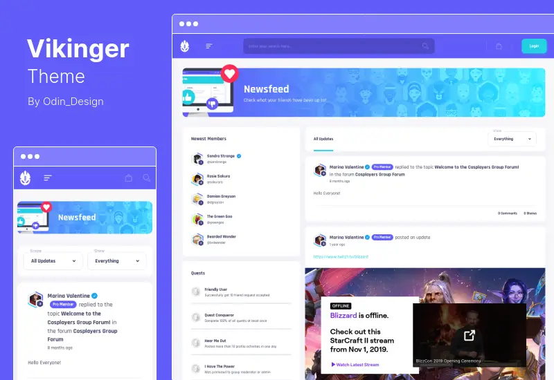 Tema Vikinger - BuddyPress e GamiPress Social Community WordPress Theme