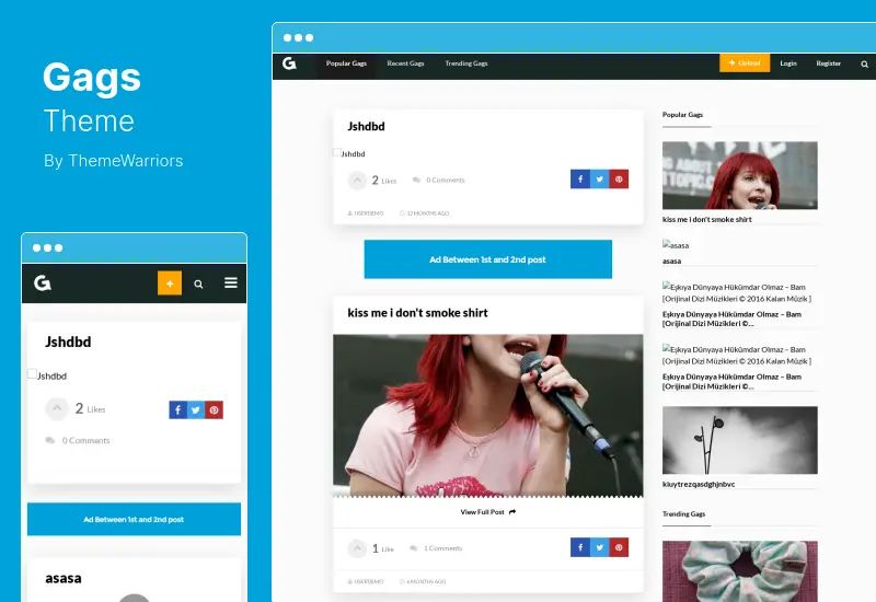 Gags Theme - Tema WordPress para Compartilhamento de Imagens, Memes e Vídeos