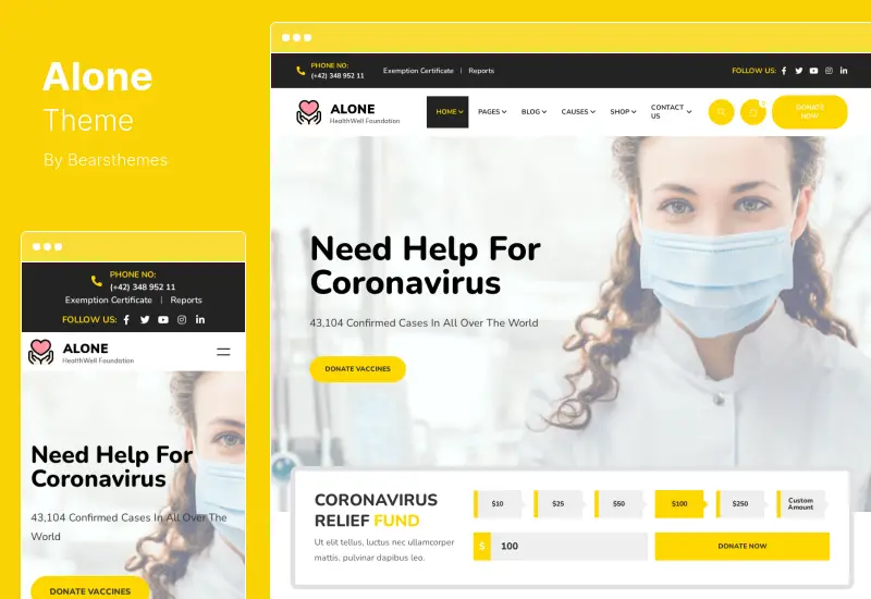 Alone Theme - Tema WordPress pentru caritate multifuncțională nonprofit