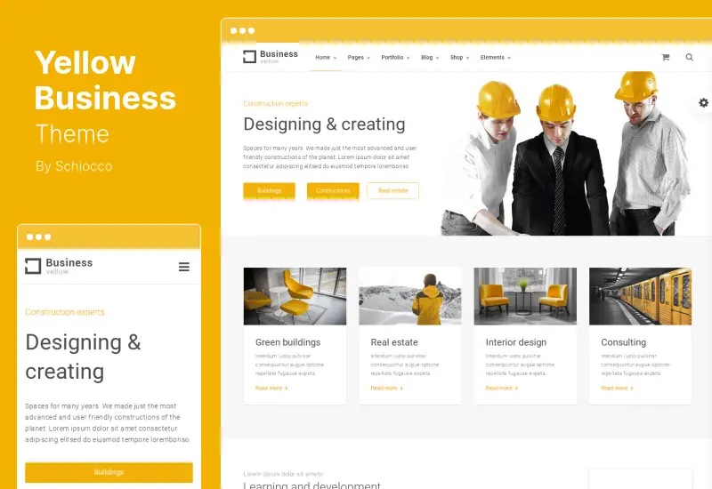Yellow Business Theme - Tema WordPress pentru construcții