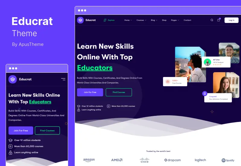 Educrat Theme - 온라인 코스 교육 WordPress Theme