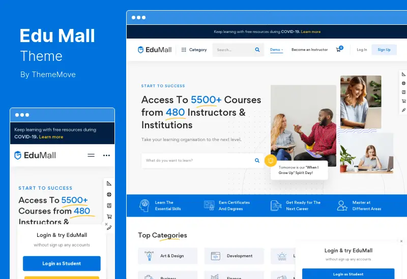 EduMall Theme - 전문 LMS 교육 센터 WordPress Theme