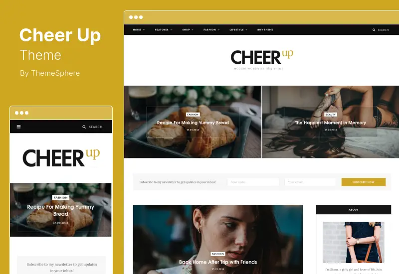 CheerUp Theme - Tema WordPress pentru alimente, blog și reviste