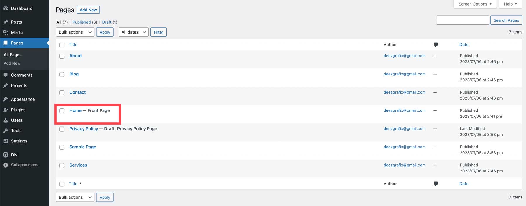 Bearbeiten Sie die WordPress-Homepage