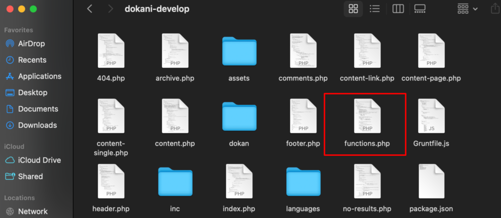 Cette image montre où se trouve le fichier functions.php
