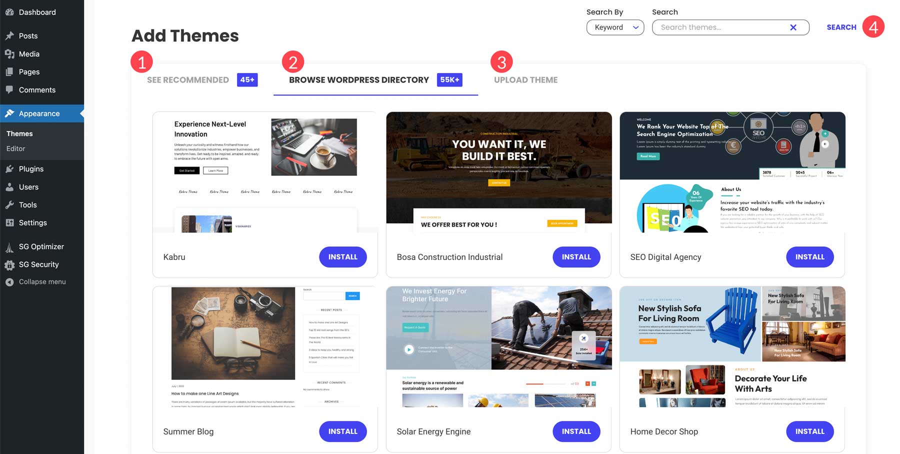 memilih tema WordPress
