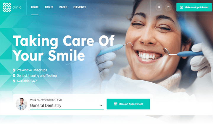 13 ธีม WordPress ที่ดีที่สุดสำหรับเว็บไซต์ทันตแพทย์ 2023 7 cliniq dentist 51