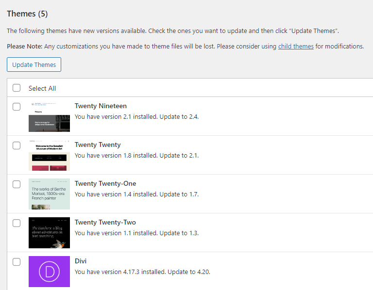 actualizar manualmente un tema en WordPress
