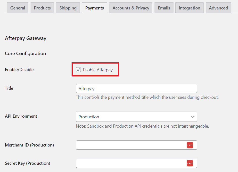 Tambahkan Afterpay ke WooCommerce