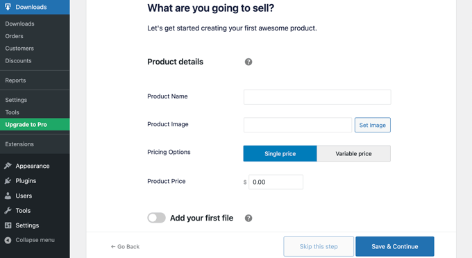 Łatwa konfiguracja cyfrowego pobierania Co zamierzasz sprzedawać? Easy Digital Downloads Setup What Are You Going to Sell?