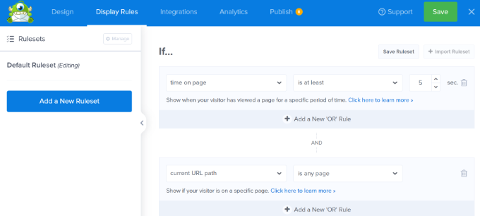 Reglas de visualización Set up display rules