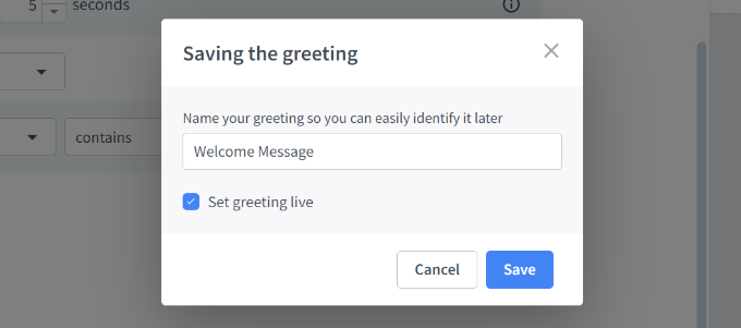 Guarda tu mensaje de saludo Save your greeting message