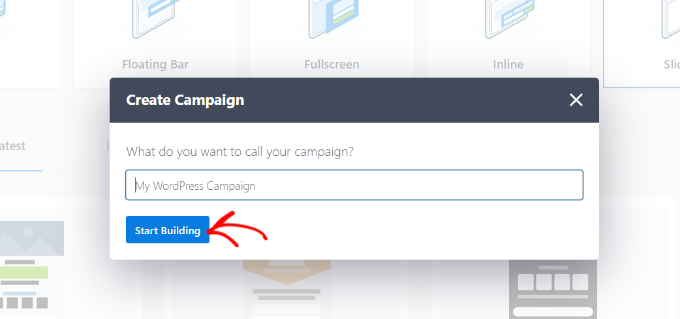 Opciones de campaña Enter a name for new campaign