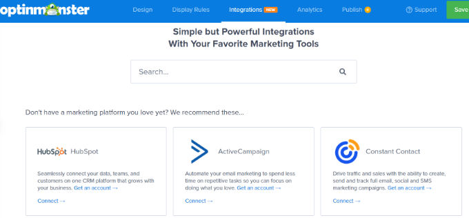 Seleccione la herramienta de marketing por correo electrónico Select the email marketing tool