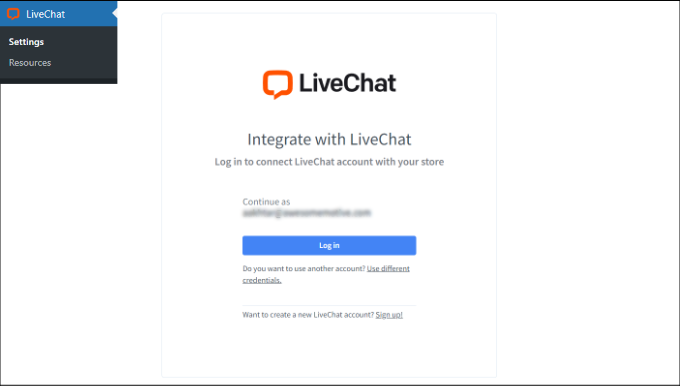 Conecte el chat en vivo a su sitio de WordPress Login to LiveChat in WordPress