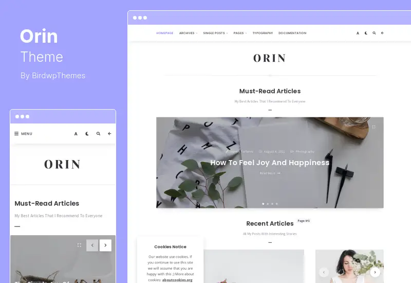 Orin テーマ - ミニマル ブログ WordPress テーマ